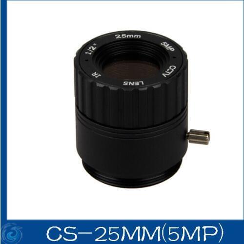 Free shipping 5MP. cctv camera lens 25mm Fixed Iris lens, 1/2" cs mount F2.4 for Security Camera,CS-25IR(5MP)