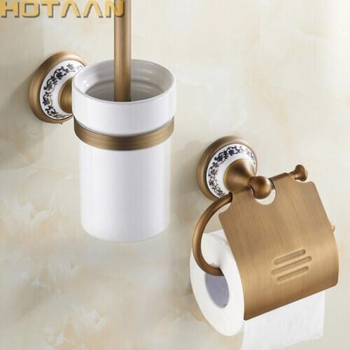 Free shipping,solid brass Bathroom Accessories Set,Paper Holder toilet brush holder,bathroom sets,antique brassYT-11500-2
