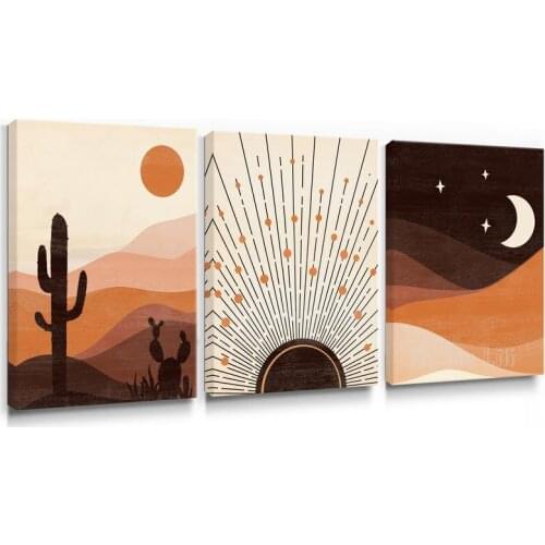 Bohemian Desert Landscape Abstract Sunrise Oil On Canvas Print Interior Art Deco