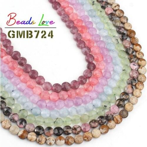 6x6mm Natural Stone Faceted Round Flat Amethysts Chalcedony Loose Spacer Beads For Jewelry Making Diy Bracelet Necklace 15 Inch