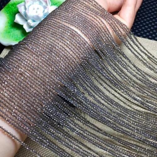 Loose beads black obsidian 2/3/4mm round faceted 15" for DIY jewelry making FPPJ wholesale beads nature gem stone