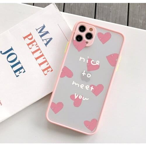 Phone Case Heart For iPhone 12 11 Pro Max 6s 8 7 Plus X XS Max XR Matte Hard Shockproof Nice To Meet You Couple Back Cover Funda
