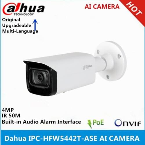 Dahua IPC-HFW5442T-ASE 4MP IP Camera Built-in sd card slot Audio Alarm interface POE IR50M IP67 WDR AI Camera