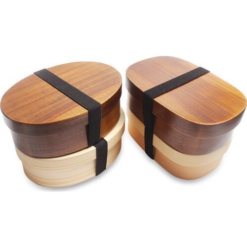 Natural Wood Lunch Box Wooden Bento Lunchbox Japanese Food Container Lunch Box with Bondage for Student