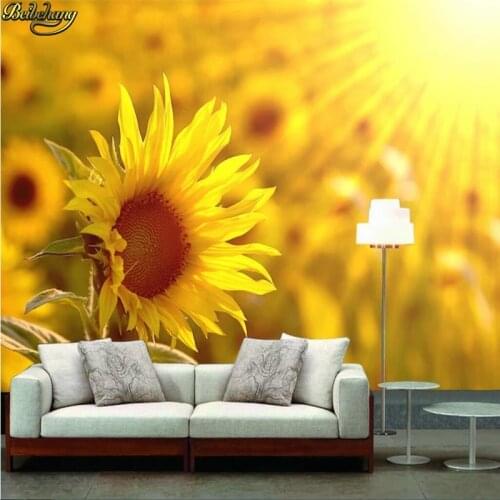 Beibehang Sunflower murals Living room entrance mural wedding photography background painting background stairsl photo wallpaper