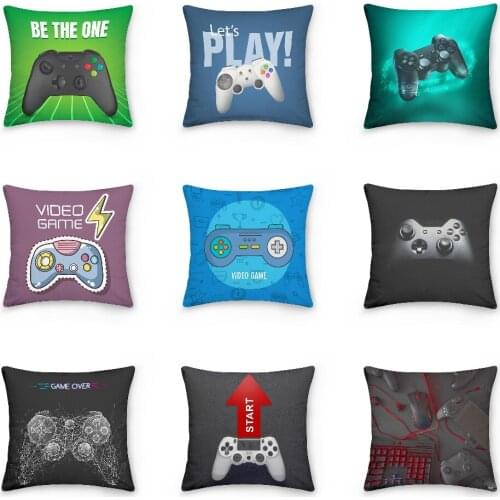 Gamepad Pattern Pillowcase 3D Print Game Controller Pillow Case Gamer Kid Adult Bed Sofa Car Cushion Cover 45x45cm Home Decor