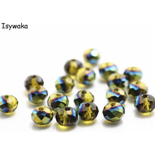 Isywaka Olive Colorful Colors 4*6mm 50pcs Rondelle Austria faceted Crystal Glass Beads Loose Round Beads for Jewelry Making