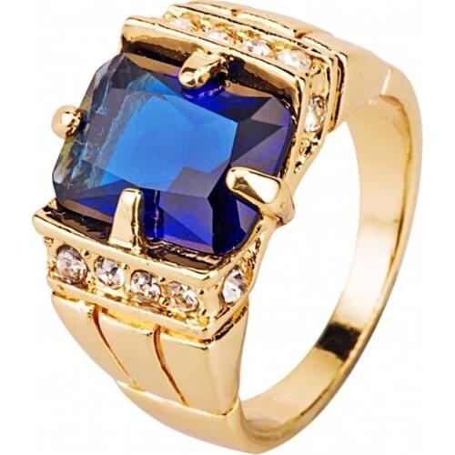 Vintage Men Rings Big Natural Crystal Inlaid Alloy Rings Wedding Engagement Party Gift For Men Jewelry Accessories