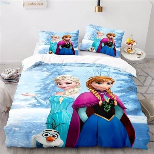 3D Disney Frozen Anna Elsa Pattern Duvet Cover Set with Pillowcase Bedding Sets Bedclothes Bed Linen Boys/Girls/Adult Home Decor