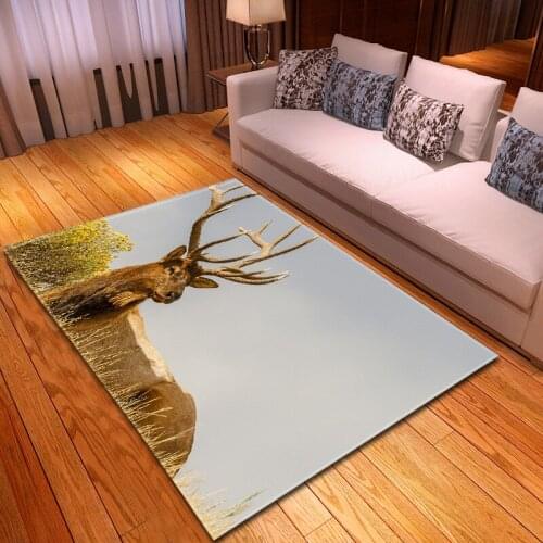 Beautiful Sika Deer Elk Grassland Moon Personality Art Carpet Floor Mat Door Mat Anti-slip Mat Living Room Home Decoration