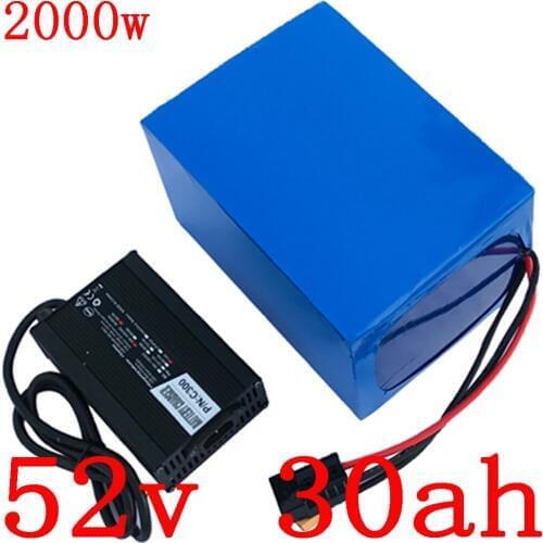 52V 1000W 2000W battery pack 52v 30ah electric bike battery 52V 30AH lithium ion battery with 50A BMS and 5A charger duty free