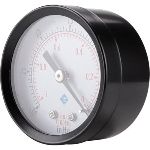 0--30InHg 0--1Bar Vacuum Pressure Gauge 50mm Dial Pressure Gauge Air Water Gas Oil