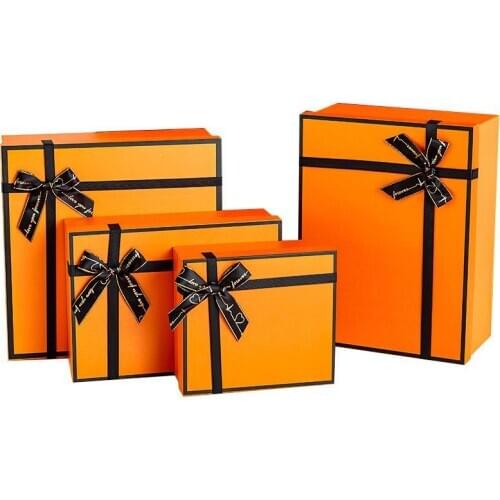 Fashion Bow Orange Gift Box New Year Party Jewelry Dress Clothes Candy Packaging Decoration Christmas Valentines Day Gift Box