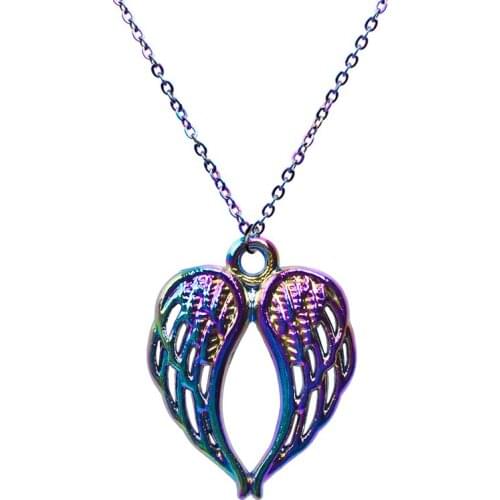 1pcs Wings Necklace For Women Men Gift Rainbow Womans Neck Chain Hip Hop Jewelry Vintage Aesthetic Necklace Choker Fashion 2021