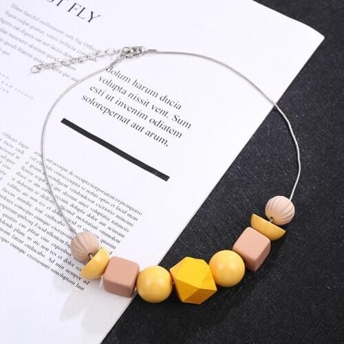 Resin Wood Necklaces Pendant Charm Jewwelry for Women Trendy Chain Cute Necklace Collares Boho New Fashion Jewelry Accessories