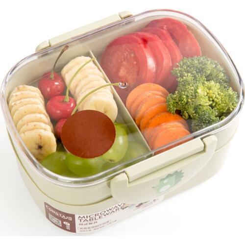 TUUTH Lunch Box Plastic Microwave Portable Double Layer Food Container Fruit Storage For Picnic School Office Workers