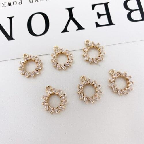 Copper-plated gold zircon ring pendant diy handmade earrings self-made accessories ear jewelry materials