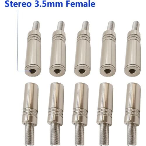 10Pcs 3.5mm 3 Pole Stereo Female Socket Audio Connector Spring Soldering wire Type Cable Adapter For Most Earphone Plug