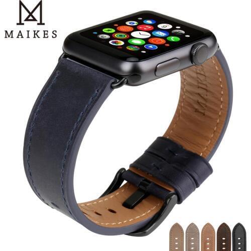 MAIKES Genuine Leather Watch Accessories For Apple Watch Band 44mm 40mm & iwatch Bands 42mm 38mm Series 4 3 2 1 Strap Bracelet
