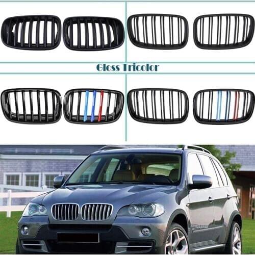 Carbon Fiber/Black Front Bumper Racing Grills Kidney Grilles For BMW E70 E71 X5 X6 2007-2014 M Power Performance Accessories