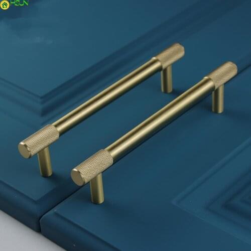 Knurled/Textured Luxury Satin Brass Both Sides Handle Gold Cabinet Knob Kitchen Cupboard Door Pulls Furniture Handle Hardware