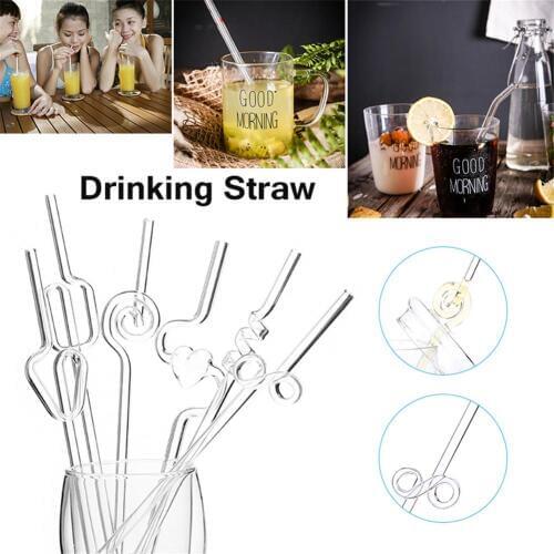 Heat-resistant Borosilicate Glass Straw Creative Curve Pregnant Women Lazy Straws Restaurant Supplies Shape Random
