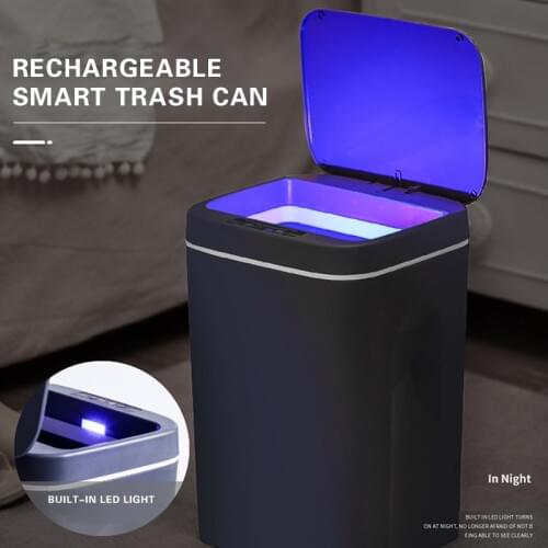 12L/14L/16L USB Charging Smart Trash Can Automatic Sensor Dustbin Intelligent Sensor Rechargeable Electric Waste Bin Rubbish Can