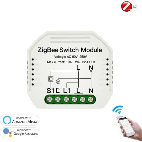 Tuya ZigBee 3.0 Smart Light Switch Module Smart Life/Tuya Wireless Remote Control Work With Alexa Google Home for Voice Control