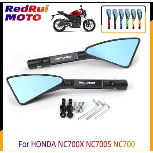 For HONDA NC700X NC700S NC700 Universal Motorcycle Accessories CNC Aluminum Blue Lens Rear View Side Mirror Laser Logo(NC700)
