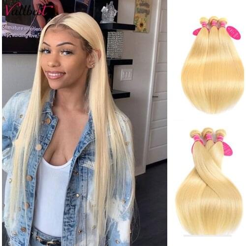 Vallbest 613 Human Hair Bunldes Brazilian Straight Hair 3 Bundles 100% Human Hair Bundles 100g Blonde Hair Human Hair Extension