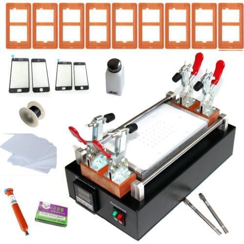 Free shipping mobile phone built-in vacuum glass LCD screen separator up to 7 inches + mold + UV glue + line + clean cloth