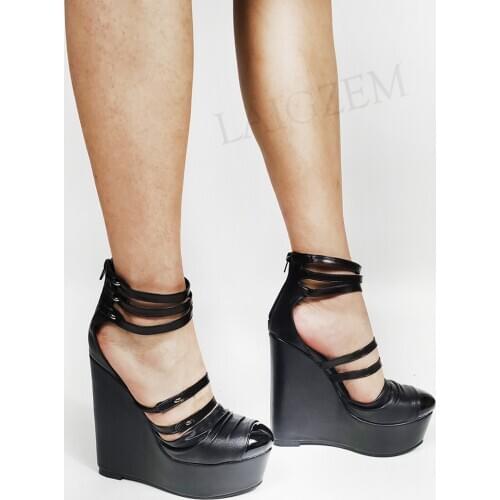 BERZIMER FASHION Women Sandals Platform Wedges Heeled Sandalias Pumps Frau Pumpen Ladies Shoes Woman Large Size 44 45 47 49 52