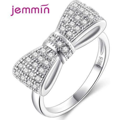 Fashion 925 Sterling Silver Love Finger Rings for Women Gift Metal Knuckle Ring Engagement Bowknot CZ Cubic Zircon Jewelry