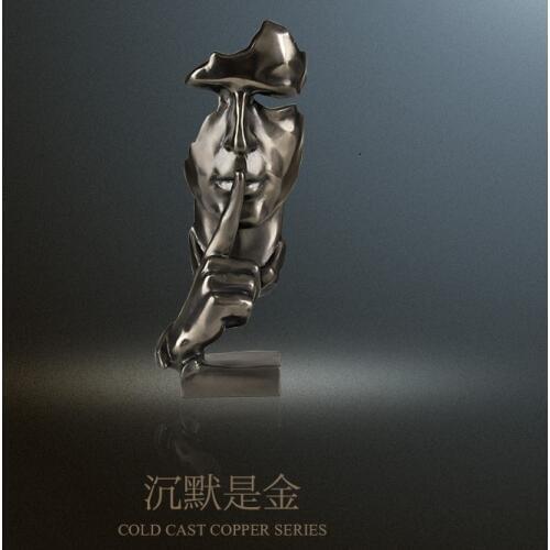 Silence is gold Decorative Craft Resin Figure Statue Abstract Sculpture Arts Modern Decoration for Home Decor Christmas Gifts S