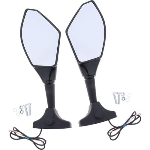 1 Pair of Motorcycle LED Turn Signal Integrated Indicator Rearview Mirrors for Honda (Smooth Black+Clear Lens)