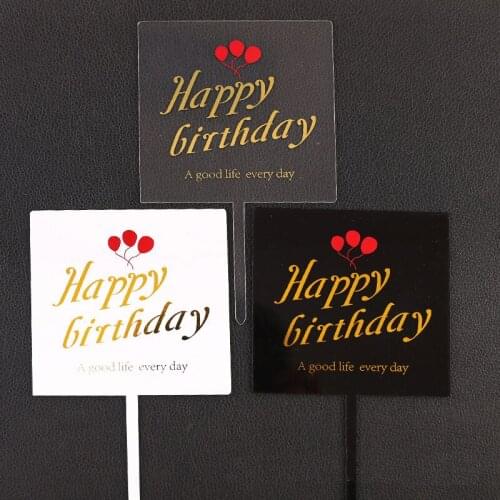 2021 New Happy Birthday Acrylic Cake Topper Gold Transparent Cupcake Topper For Kids Birthday Party Cake Decorations Baby Shower