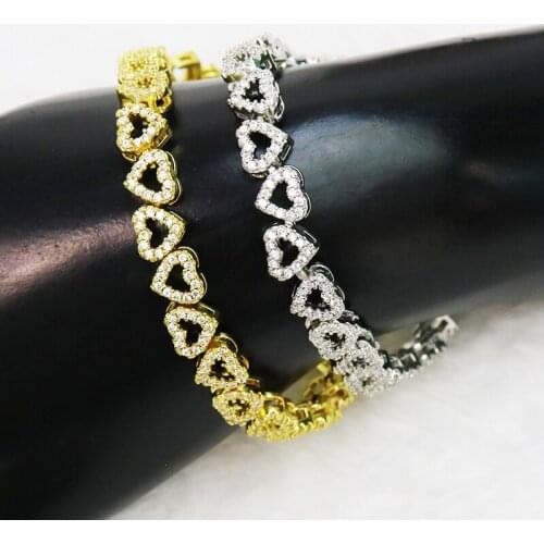 3Pcs Full Zirconia heart Bracelet Fashion metal Jewelry Bracelet jewelry metal Bracelet Mix color Women bangle 51582