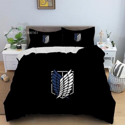 3D Print Cartoon Anime Bedding Set Attack On Titan Character Duvet Cover Cartoon Comforter Luxury Bed Linen For Adults Kids