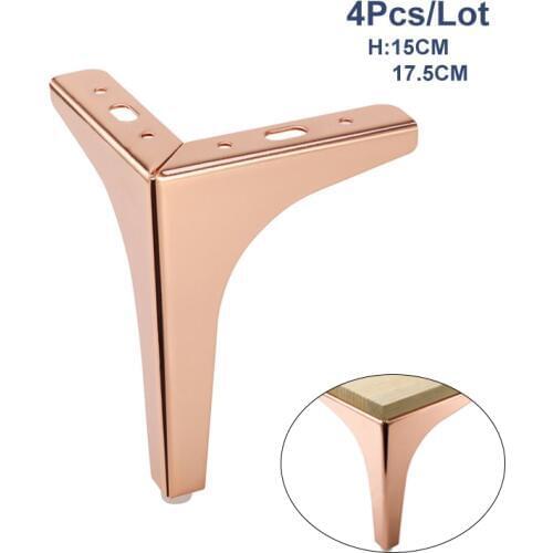 4Pcs/Lot Rose gold Plating Sofa Chair Legs Cupboard Cabinet Furniture Legs Feet Height 10/13.5/15/17.5CM with Screws