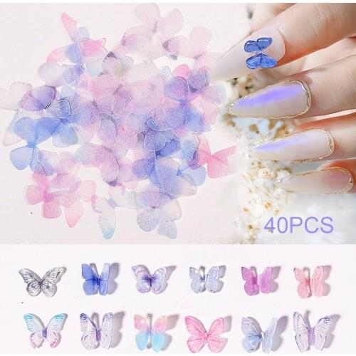 40Pcs/Bag Nail Decor Butterfly Design DIY Design Nail Art 3D Decoration Sequin for Women
