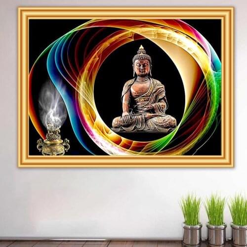 5D Diamond Painting Buddha Cross Stitch Kit Full Drill Diamond Embroidery Religion Mosaic Picture of Rhinestone Decor Gift
