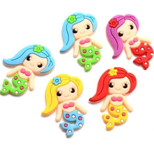 Glitter Mini Mermaid Flatback Resin Cabochons Accessories Cartoon Flat Back Resin Cabochon Embellishment DIY Decor