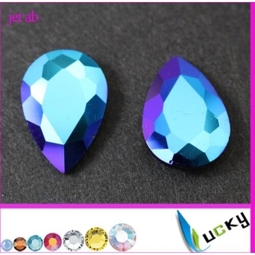 Top Quality Jet AB color point back rhinestones 20x30mm Pear shape crystal fancy strass 60pcs/bag Freeshipping