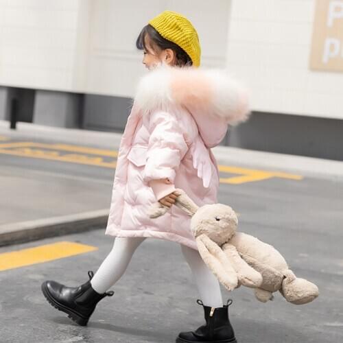 1-6 years children clothes Girl Down Jacket Coat Baby winter white duck down jacket Korean Pink Angel Wings girls winter clothes