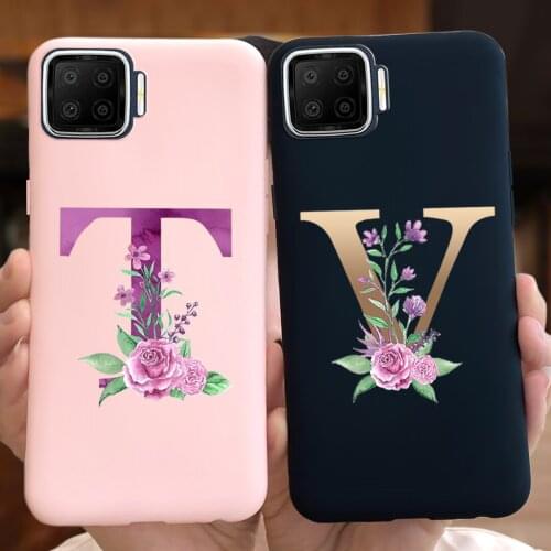 For OPPO F17 Pro Back Cover Oppo F17 F 17 Pro Case Lovely Letters Flower Printed Soft Silicone Phone Cases For OPPO F17 F17Pro