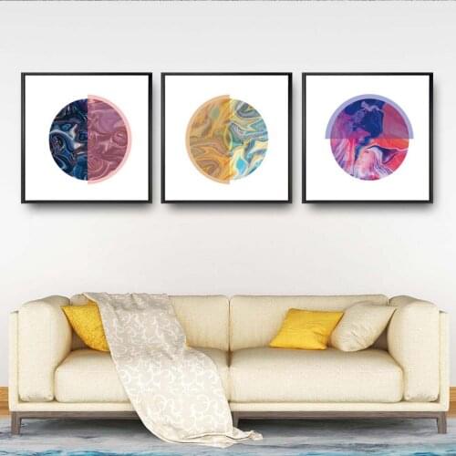 Home Decoration Paintings Print Canvas Wall Art Pictures Square Unframed Drawings Abstract Circle Block Combination Posters