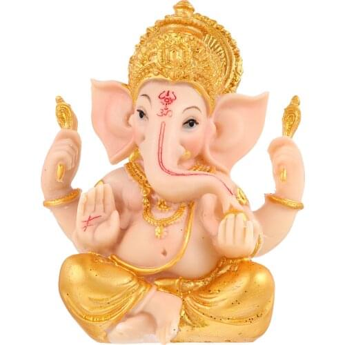 Hindu Elephant God Figurine Luck and Wealth Art Sculpture Home Ornament Statue Artcrafts Resin Home Decor