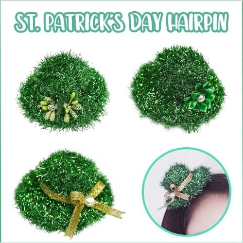 Irish festival headdress St. Patricks green top hat hairpin holiday decoration 2021 St. Patricks Ladies Decorative Hairpin F