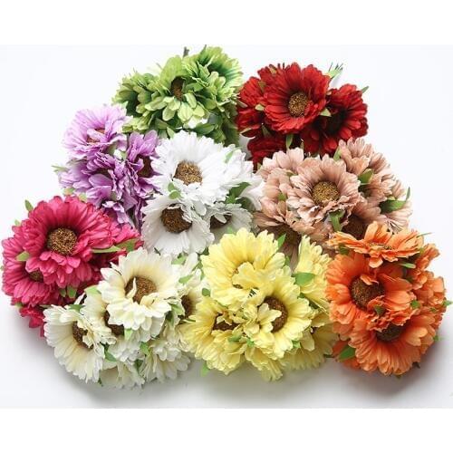 6pcs 5CM handmade gerbera artificial flower For home garden bride wedding decoration DIY garland material scrapbook fake flower