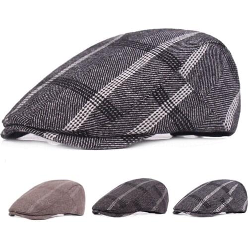 High Quality Fashion Cotton Fabric Mens Women Cabby Newsboy Hats Ivy Cap Retro Plaid Berets Unisex Casual Casquette